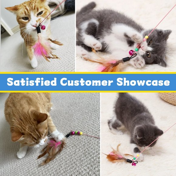 Brand New Cat Feather Interactive Toy Set with 3 Replacements and 1 Wand - Picture 9 of 12
